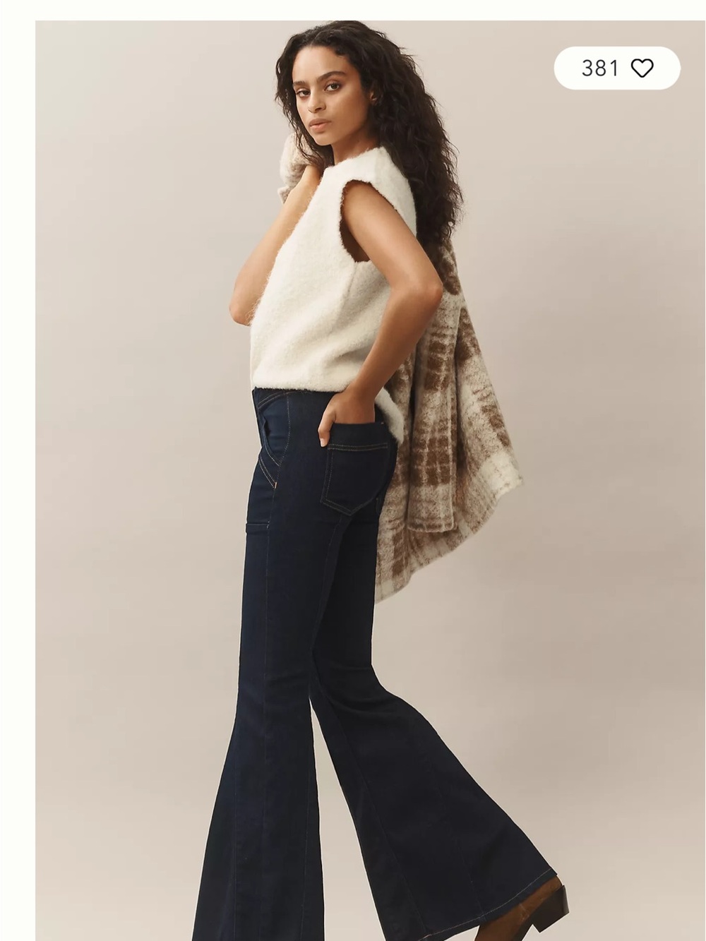 Anthropologie Pilcro Indigo Puddle Mid-Rise Flare Jeans with Contrast Stitching - Picture 5 of 14